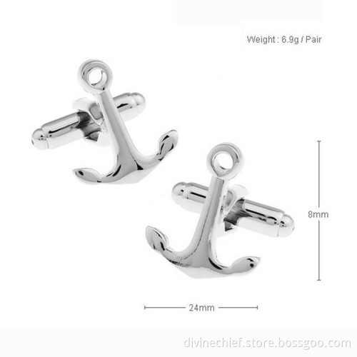 Cufflinks Factory China Wholesale Supply Mens Cufflinks Customized Ship's Anchor Metal Brass Cufflinks